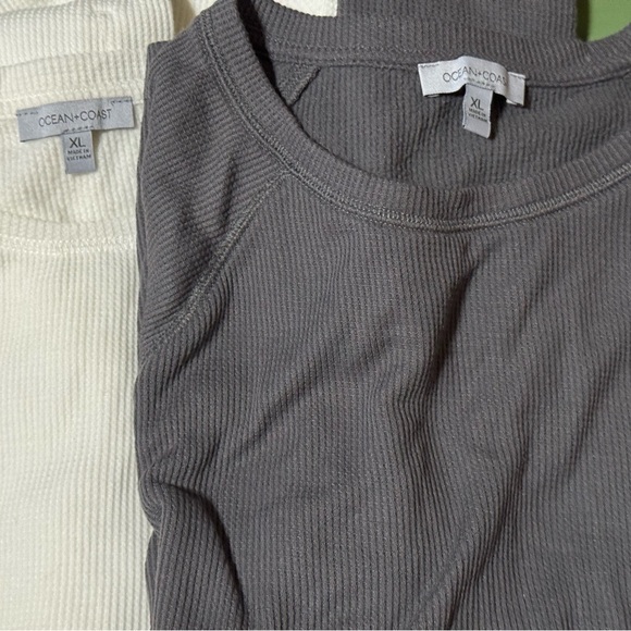 Ocean + Coast Other - 2 Ocean Coast waffle knit long sleeve - Gray and white/Cream